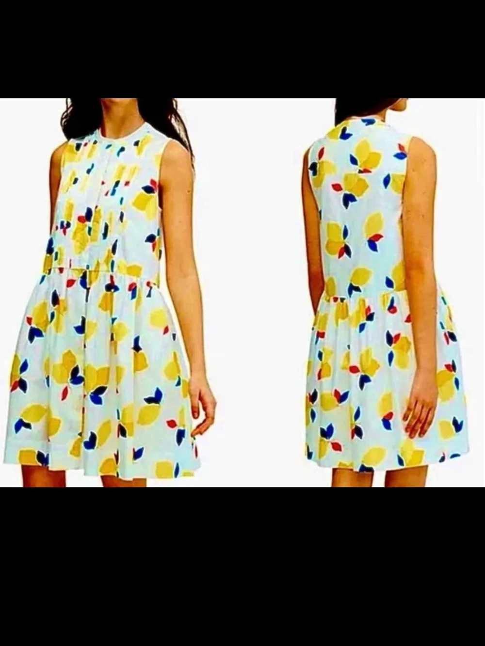kate spade White Sleeveless Mini Dress with Yellow, Blue & Pink Floral Motif